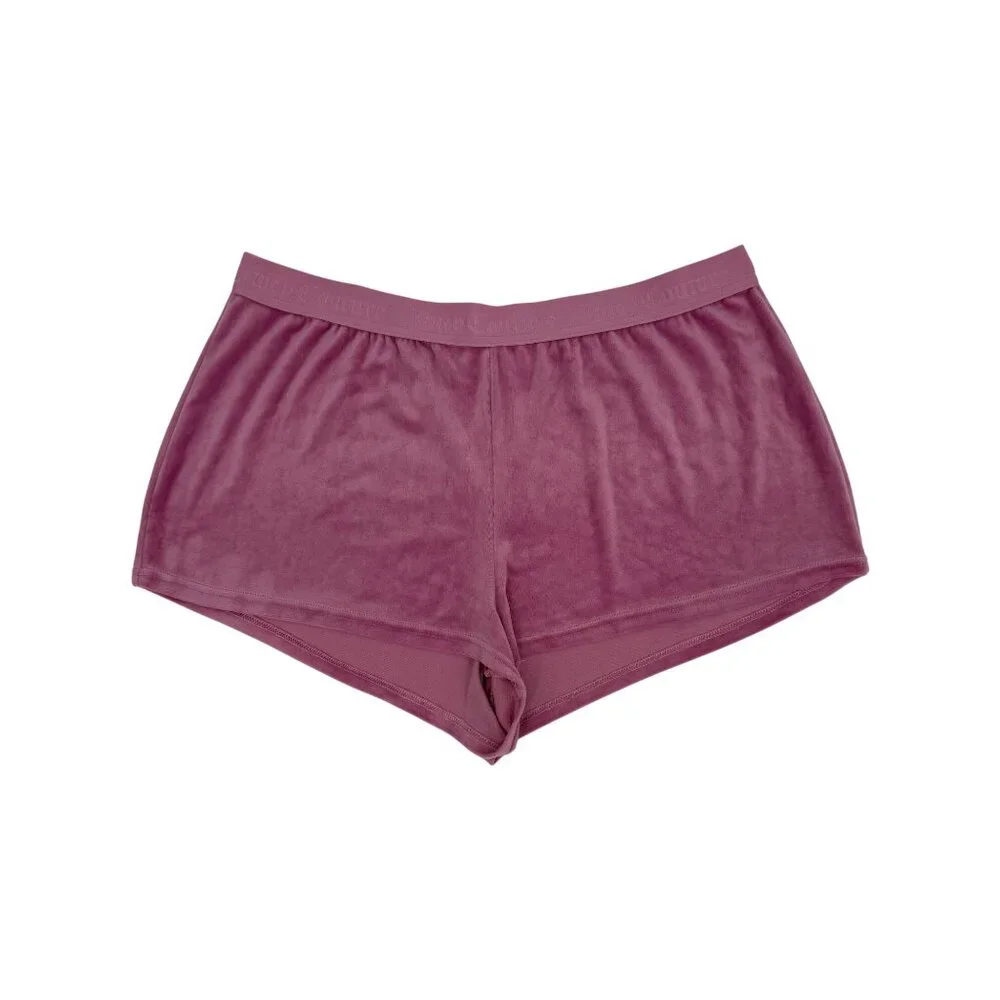 Juicy Couture Rhinestone Logo Pink Velour Lounge Shorts XL Y2K Revive - Picture 3 of 13